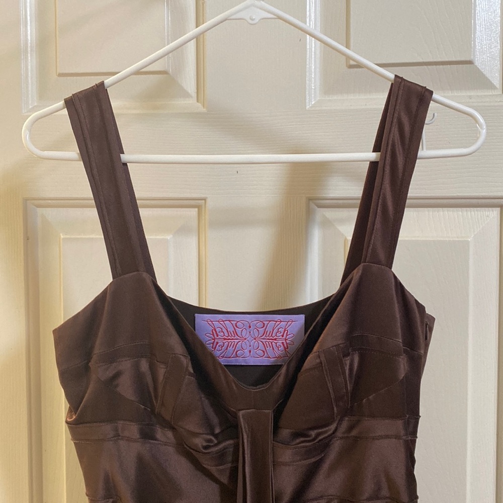 Sable brown satin dress